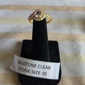 Goldtone Ring with Clear Stone